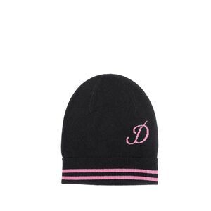 Crown of Edinburgh Cashmere Cashmere Beanie Hat DEmbroidered Women Black Hats